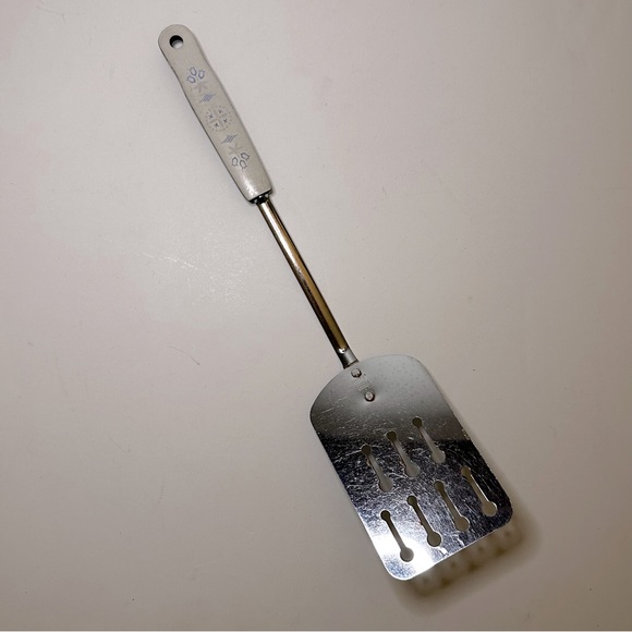 Vintage EKCO USA Chromium Plated Carousel Blue Dutch Tulip Cooking Utensils Set - Picture 2 of 16